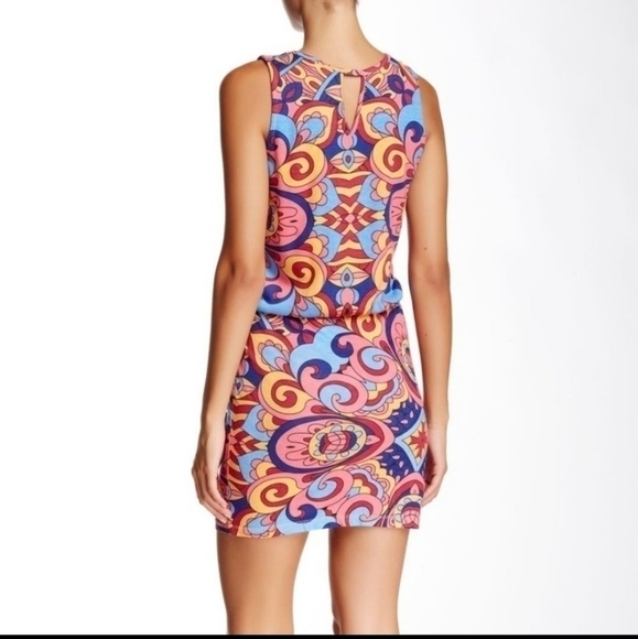 Satva Yoga Bina Surplice Cross Wrap Front Dress Swirly Tile Print Size Medium - Picture 3 of 12